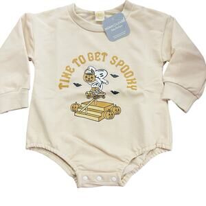 Boutique 12-18 Months Halloween Spooky Sweatshirt Bubble Romper Graphic New